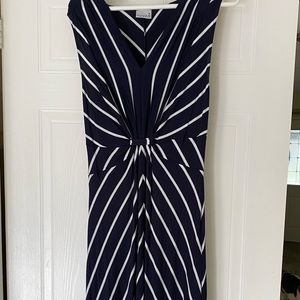 Roman Originals Sleeveless V neck Blue and white dress